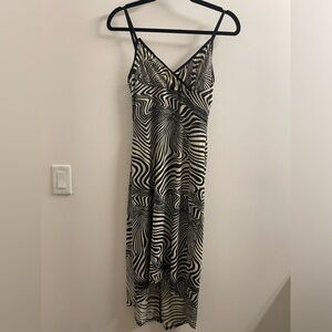 Rampage Black and Cream Patterned Midi Dress